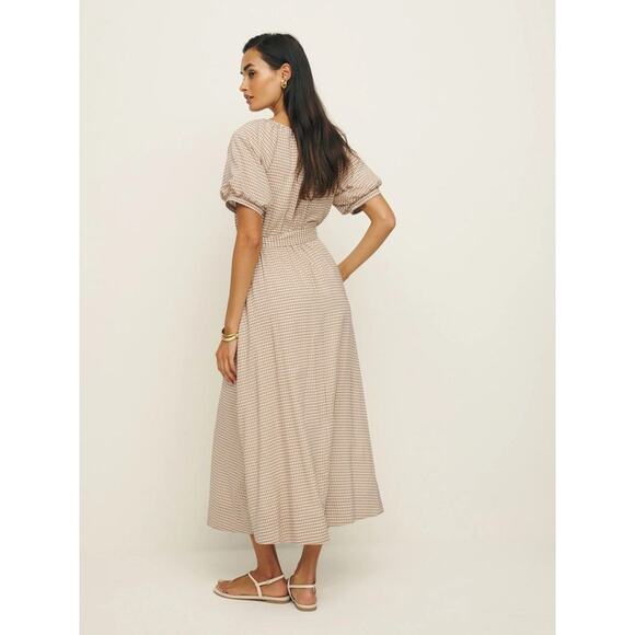 Reformation Roland Dress Anzo Check Midi Gingham Size Small New - Picture 2 of 13